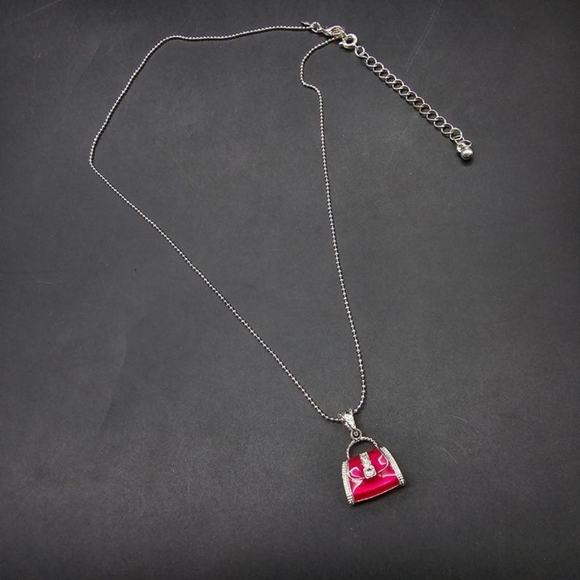 Vintage Pink Handbag Pendant Necklace Avon - Picture 4 of 7